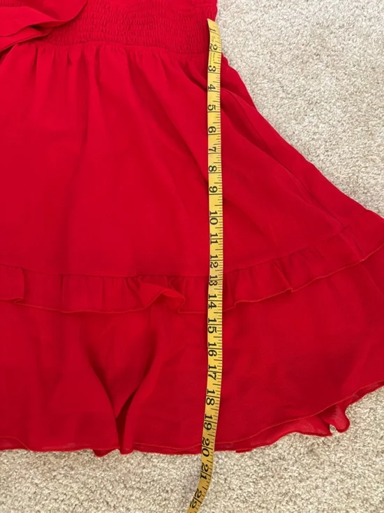 Red Tie-Front Ruffle Dress - Picture 12 of 12